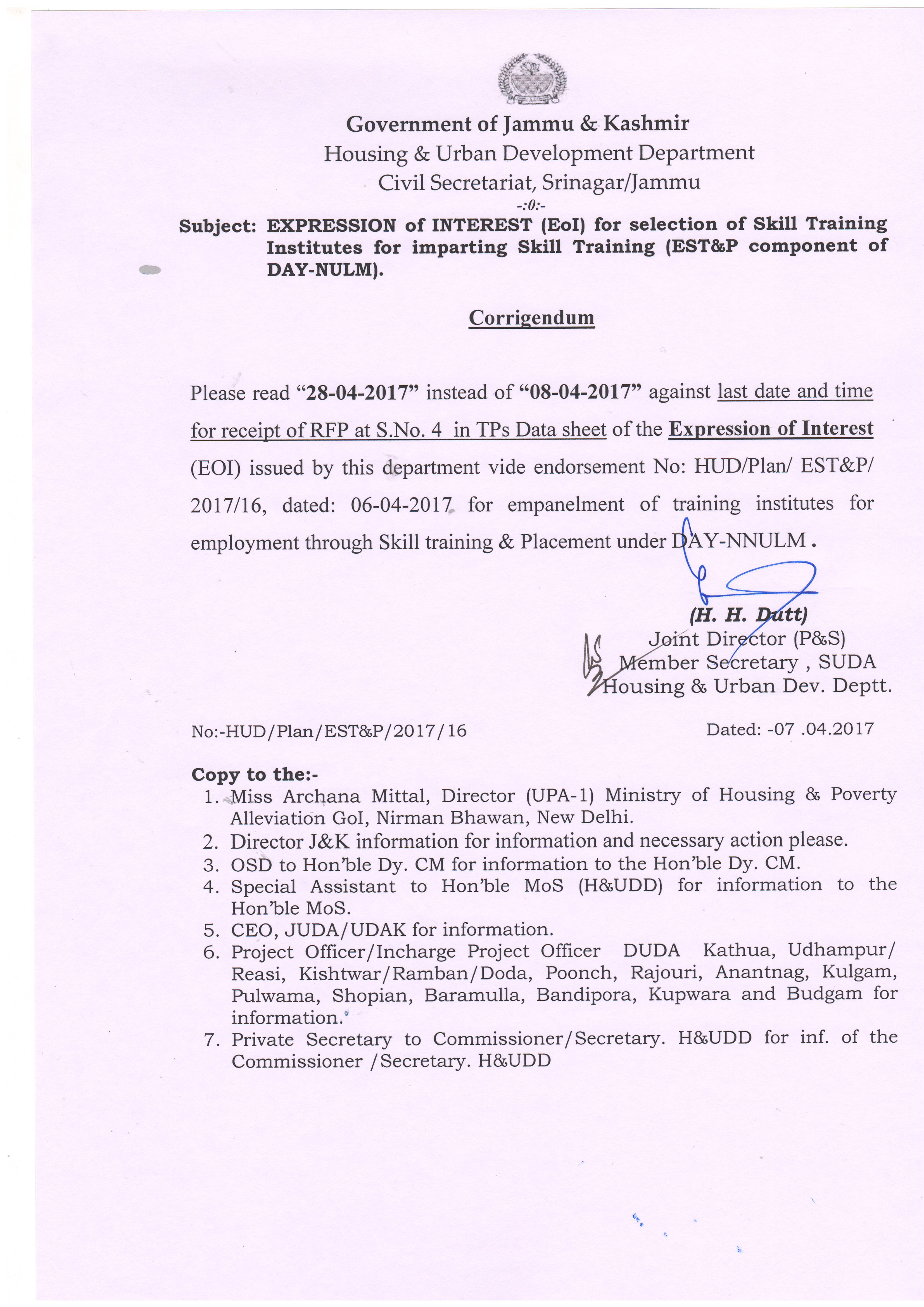 Housing And Urban Development Department Government Of Jammu Kashmir